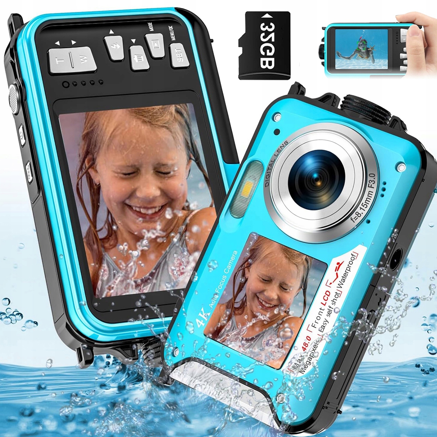 Podvodní fotoaparát 16X 2.7K zoom 16x karta v balení 32GB