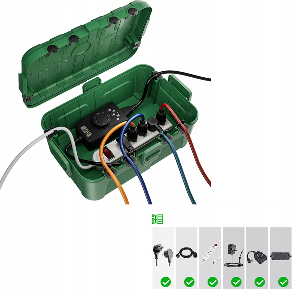 Elektrická venkovní skříňka IP54 Zásuvka Prodlužovací kabel 34.5x 24x 12 cm