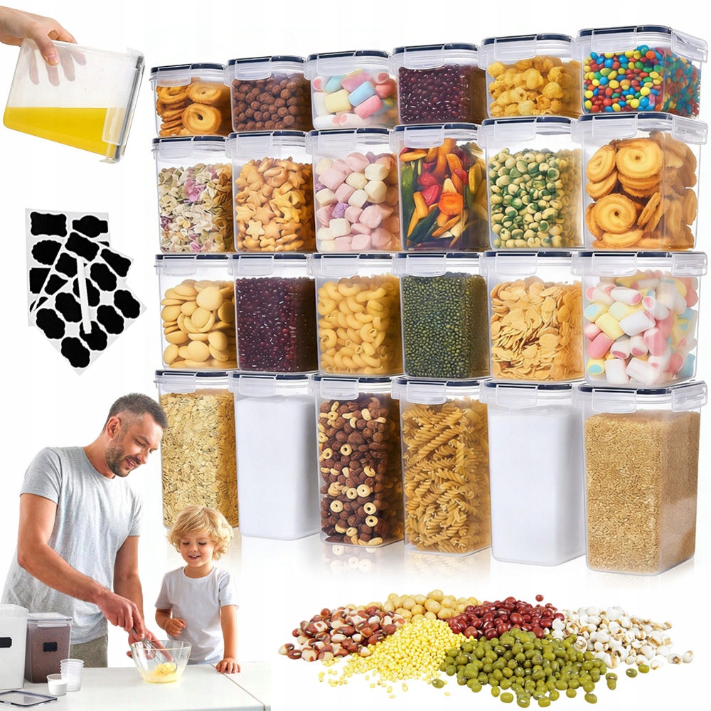 Nádoba Zavařovací Sklenice 24 Ks Sada Nádob Na Sypké Výrobky S Etiketami