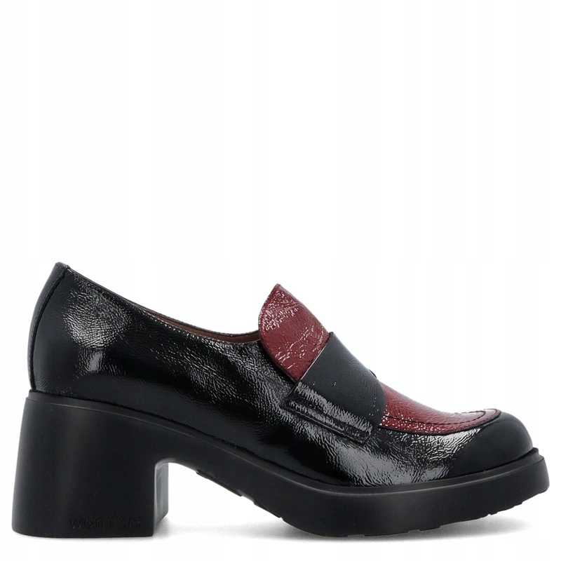 Kožené lodičky na platformě Wonders E-7121 Černé 36