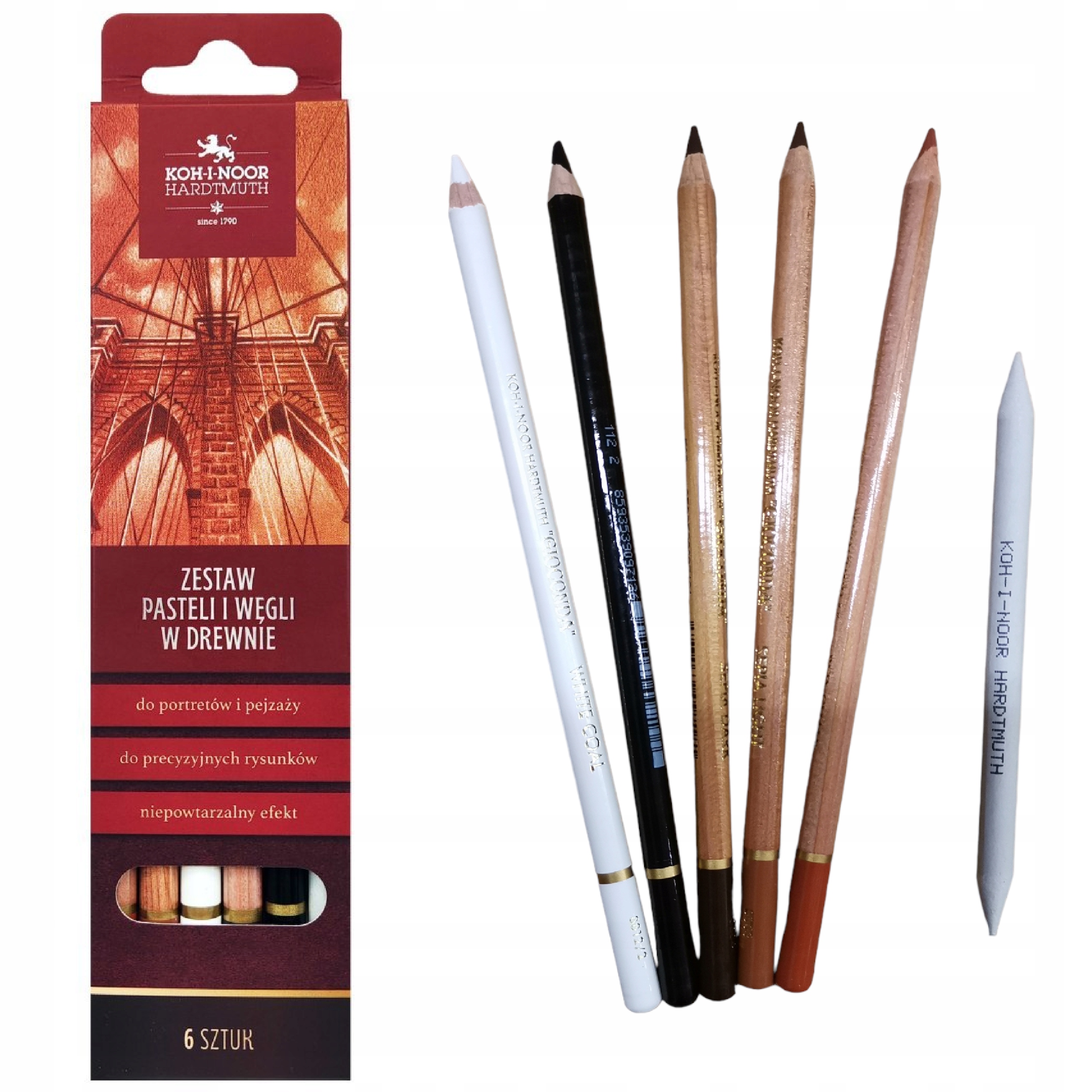 Kohinoor Sada Pastelů A Uhlí +roztírač 6KS