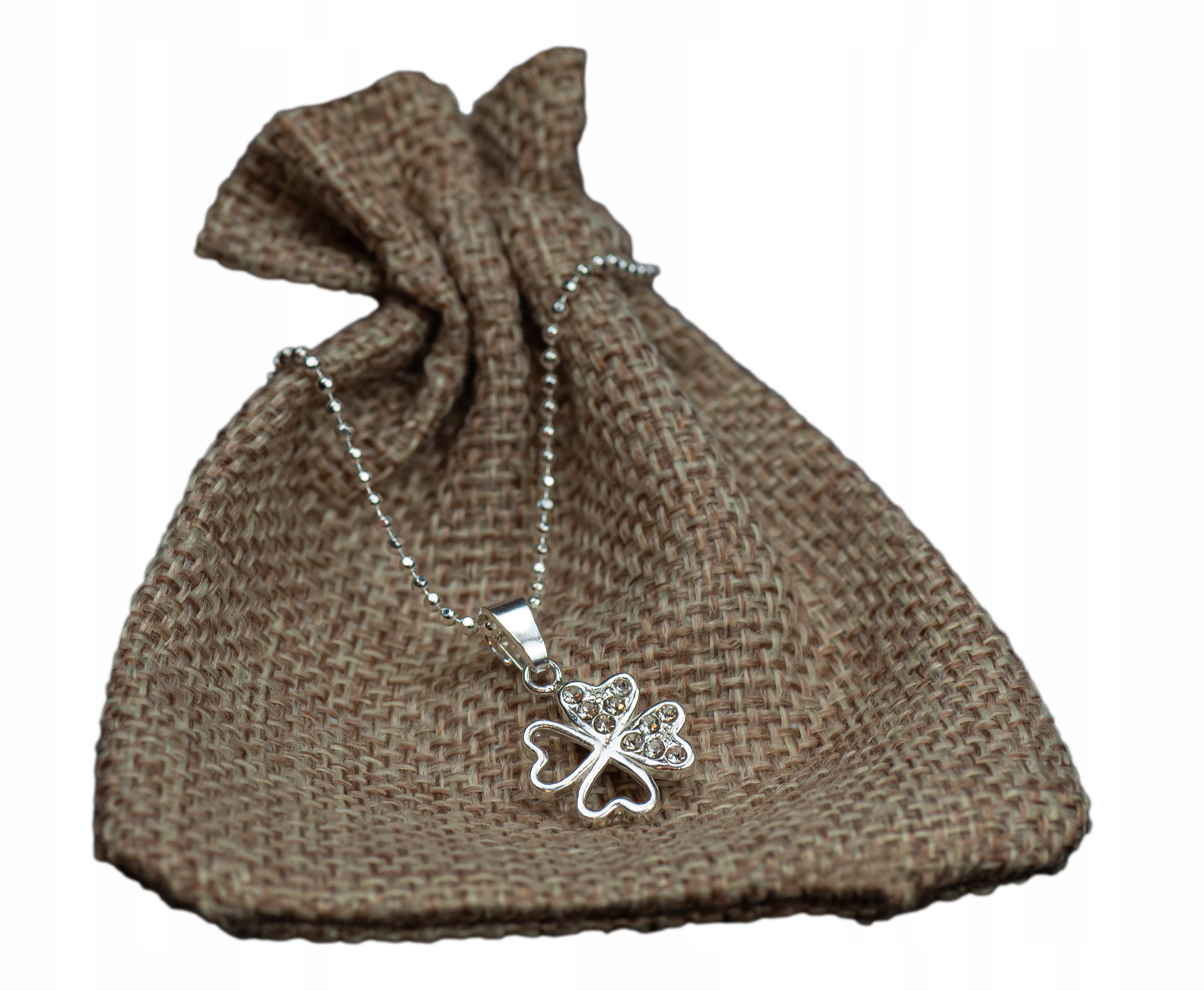 Kryształowy Wisiorek Koniczynka + ŁAŃCUSZEK srebro