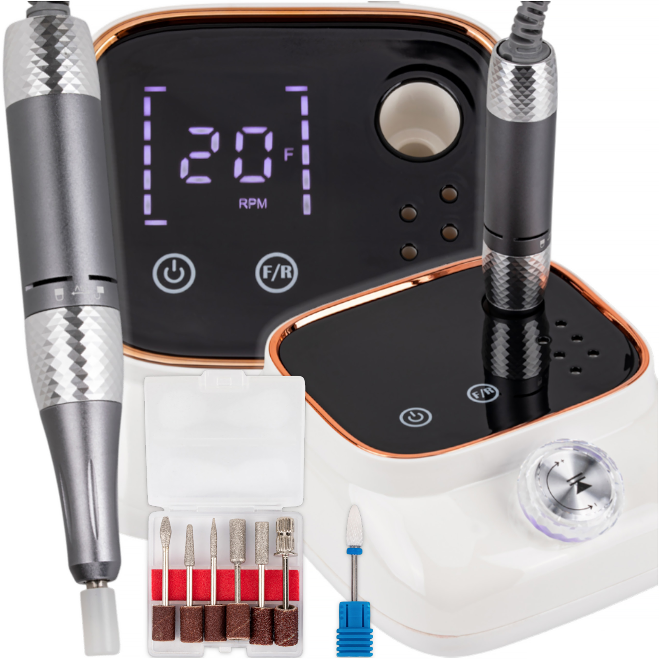 Profesjonalna Frezarka Do Paznokci 113 50W Biała Nośnik Zestaw Frezów