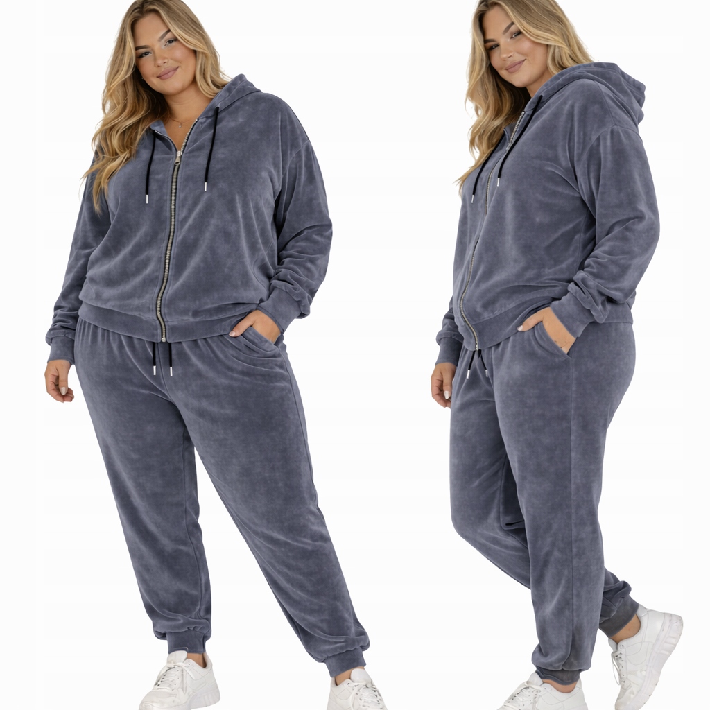 Dres Damski Welurowy 54 56 7xl Rozpinany Grafit ciemny otulający hi