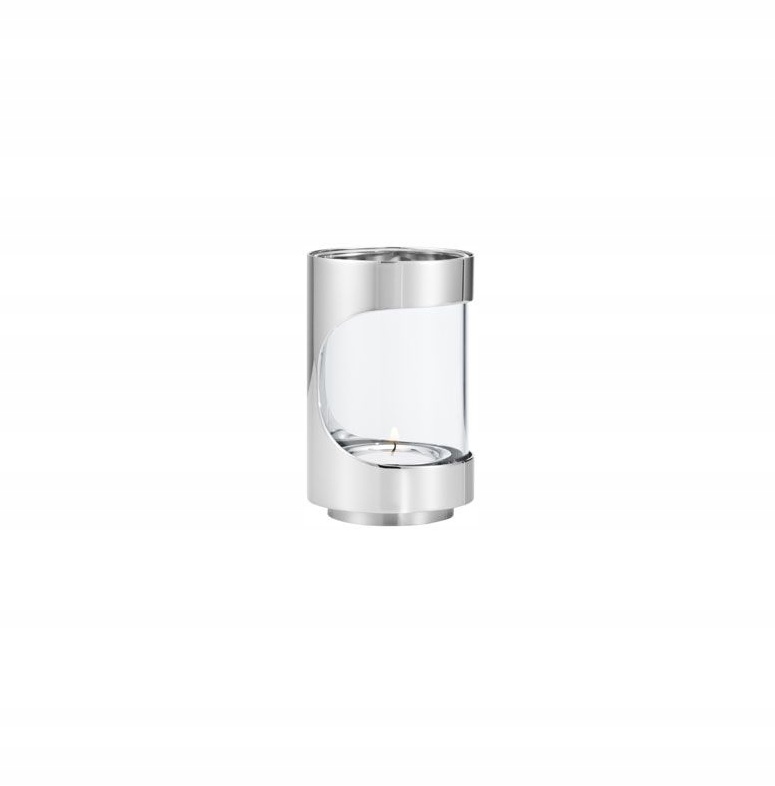Georg Jensen Chrome Contours Svietnik Tealight 12 cm Strieborný oceľový