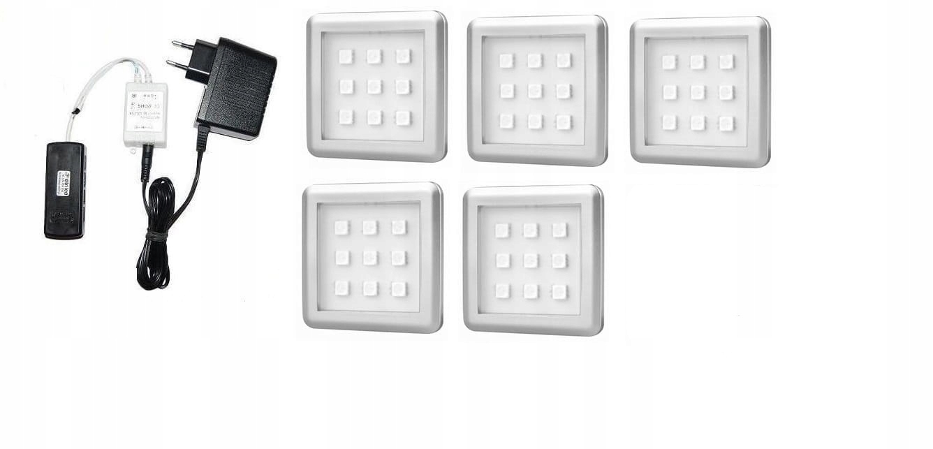 5 punktowe oświetlenie LED SQUARE RGB + pilot