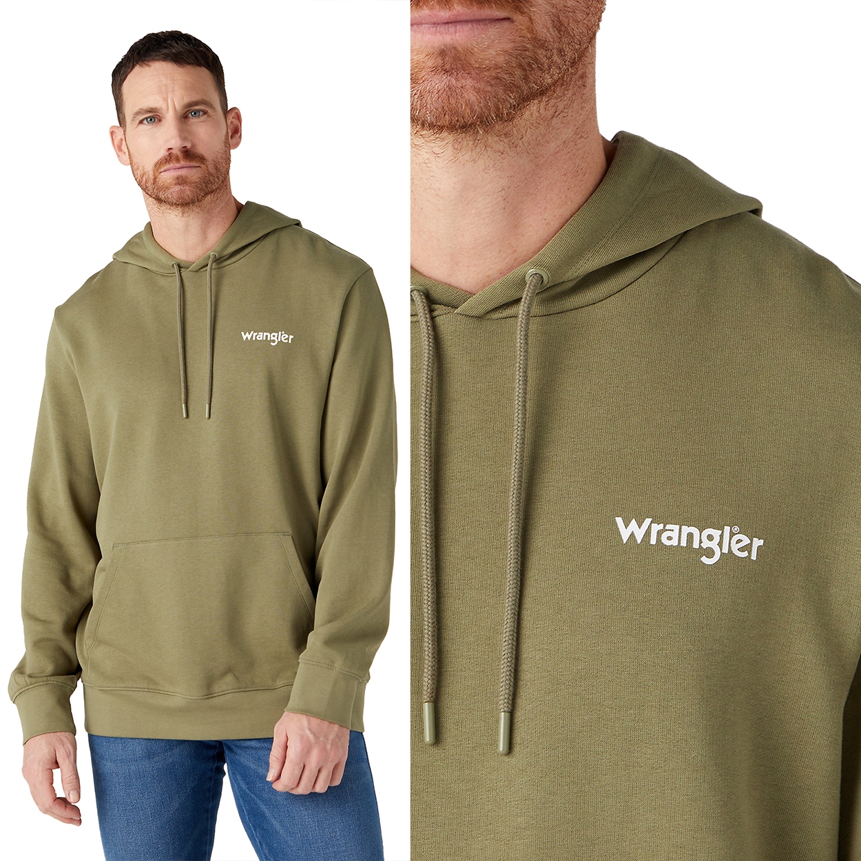 Wrangler Logo Hoodie Deep Green Bavlněná Mikina S Kapucí (klokanka) XL