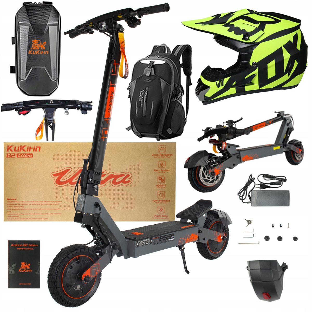 Kukirin G2 Ultra elektrické vozidlo 2000W 55km/h 55KM 48V18Ah 10" dárky