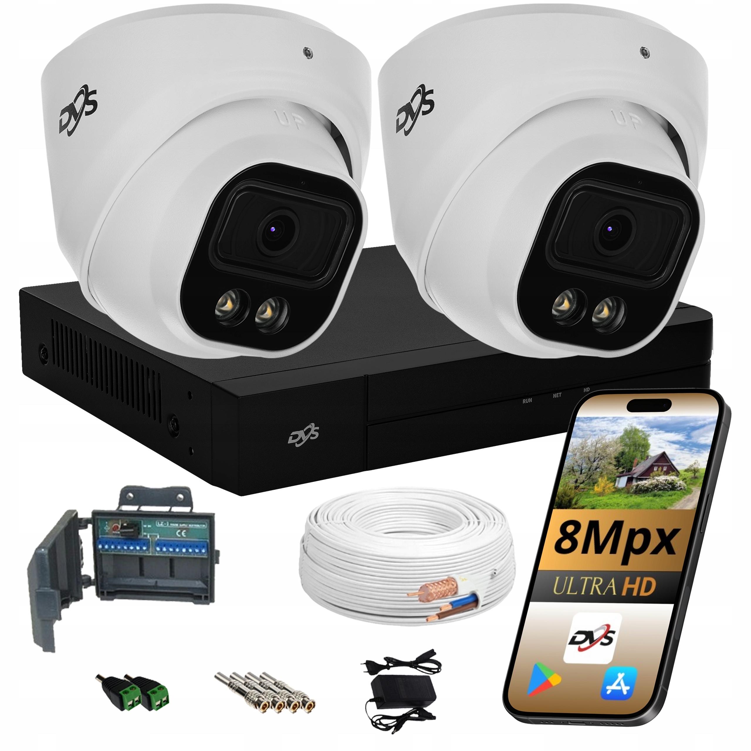 2 Venkovní Analogová Kamera Pro Monitorování Sada Kamer Dvs Led Ir 8Mpx