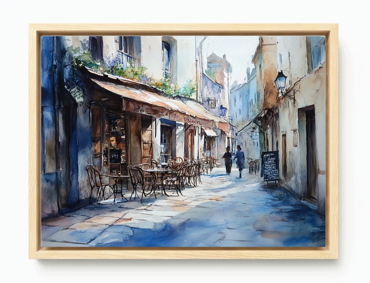 Obraz Rama American Box Pařížská Ulička Kavárna Akvarel Krajina 80x60