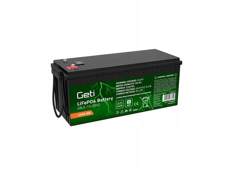 Baterie LiFePO4 12,8V 200Ah Geti GBLE-12-200D displej