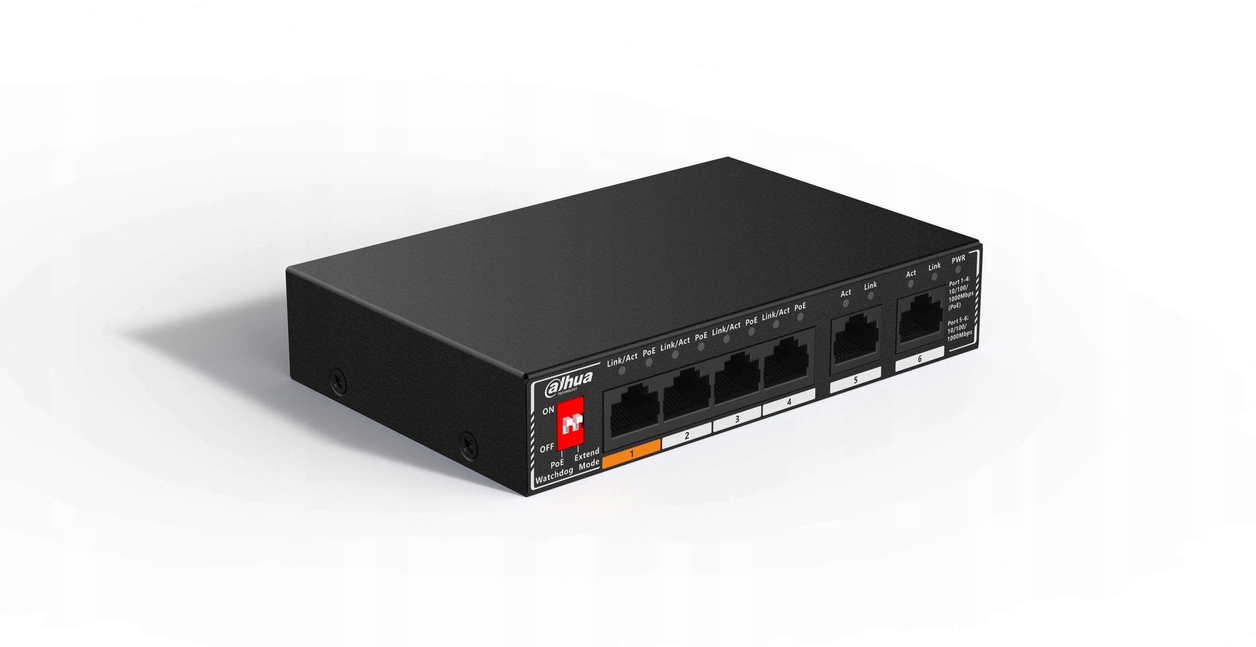 Přepínač Dahua SG1006P, 4portový, 10/100/1000 Mb/s