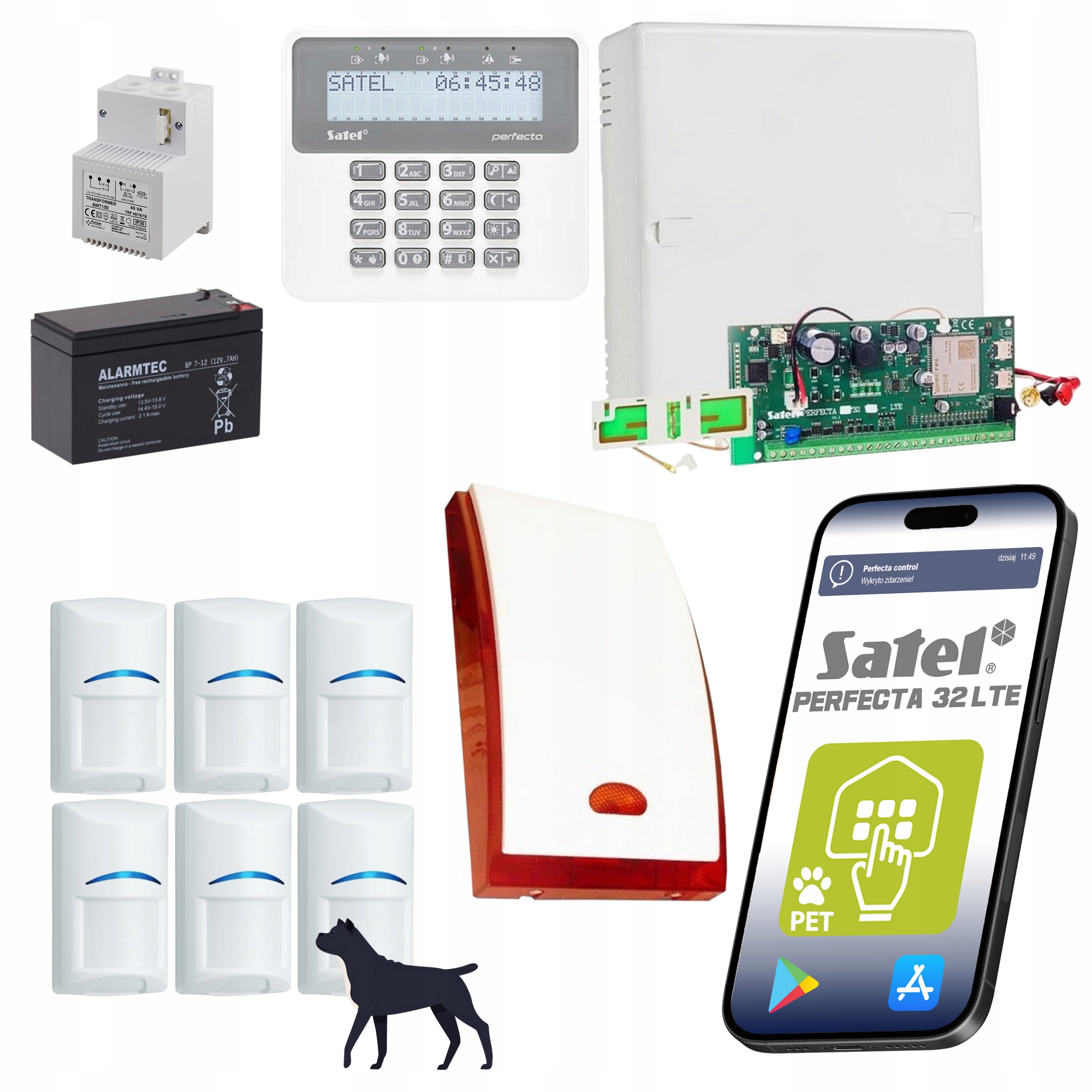 Zestaw Alarmowy Do Domu 6 Czujek Pet Bosch Profesjonalny Alarm Lte Satel