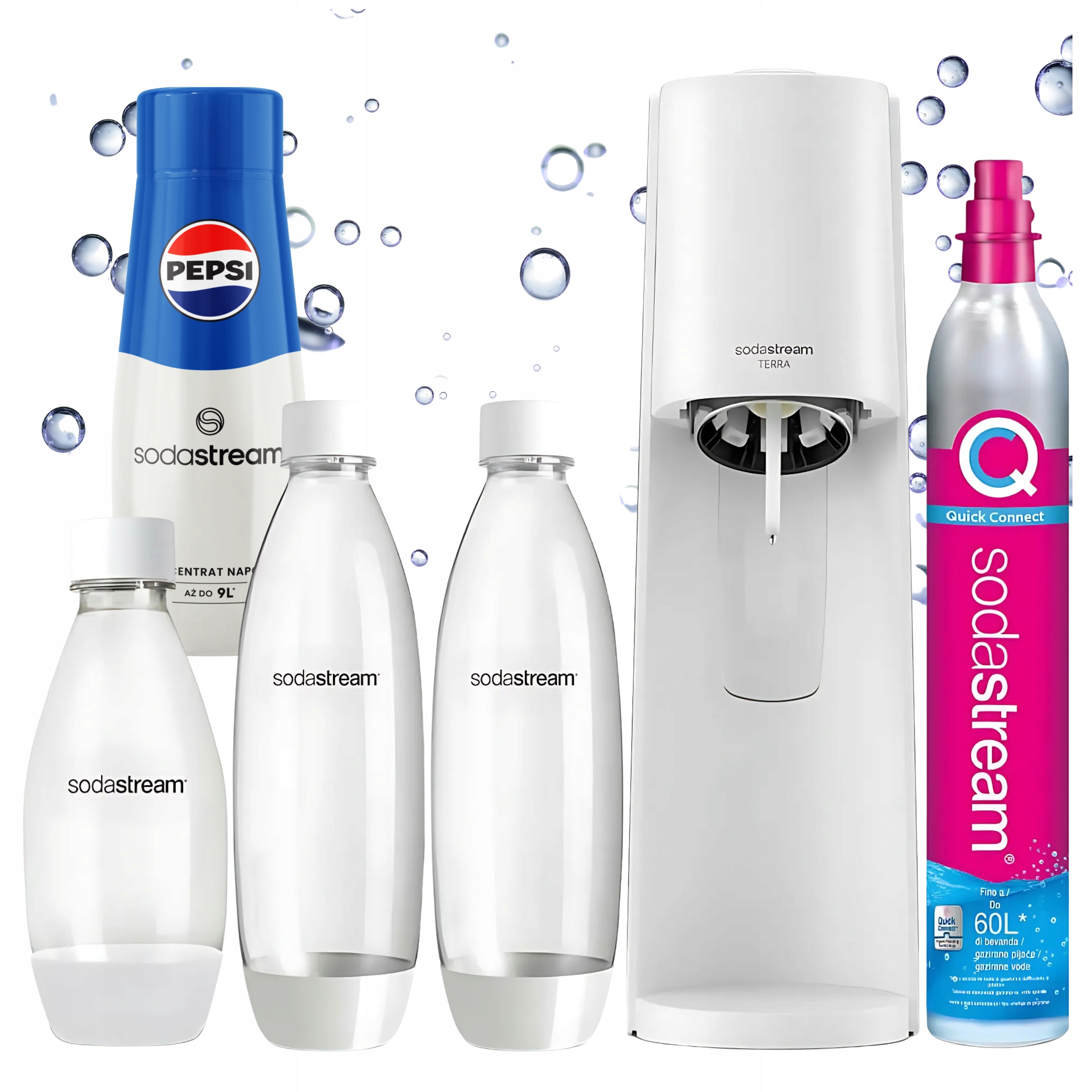 Saturátor SodaStream Terra sada 2 fľaštičiek 1 l fľaša 0.5 l sirup Pepsi