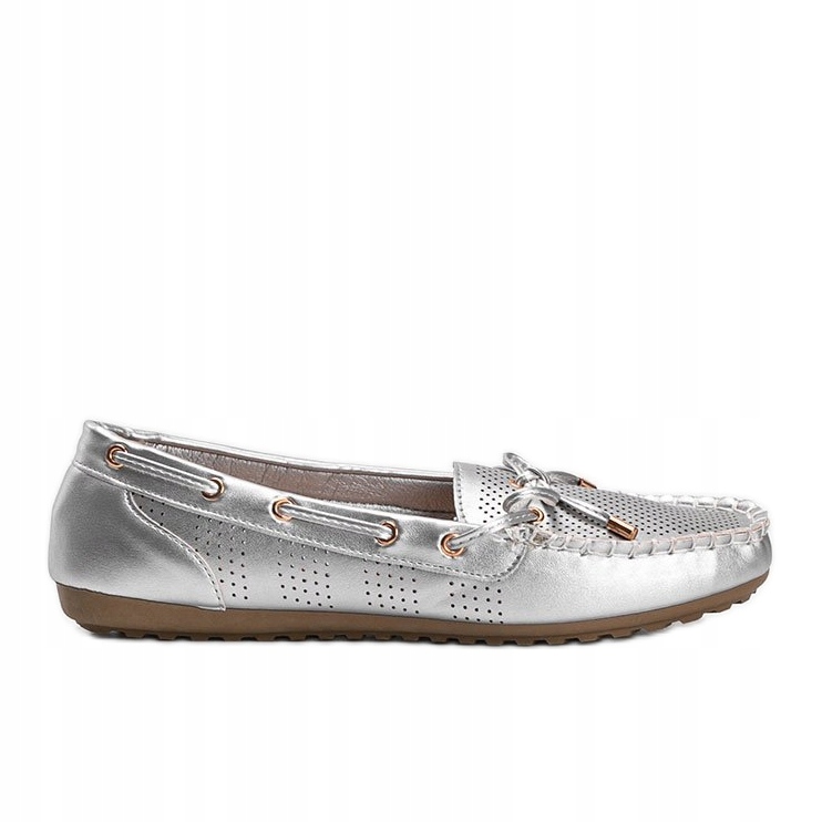 

Srebrny Skóra ekologiczna Buty Mokasyny r.38