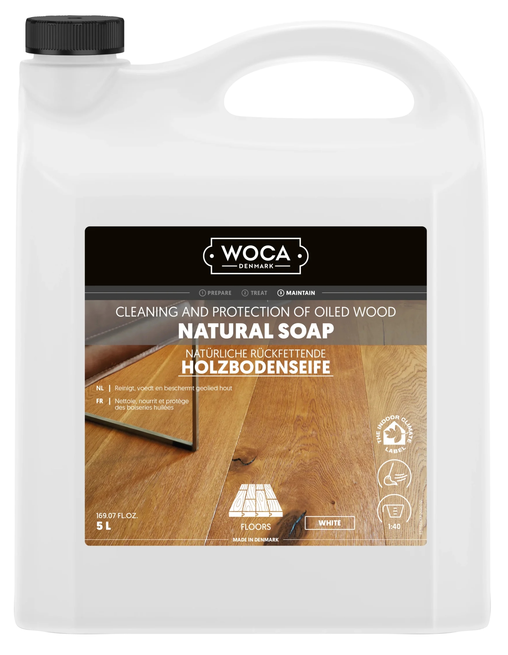 Woca Natural Soap White 5L bílé mýdlo na olejované a voskované podlahy