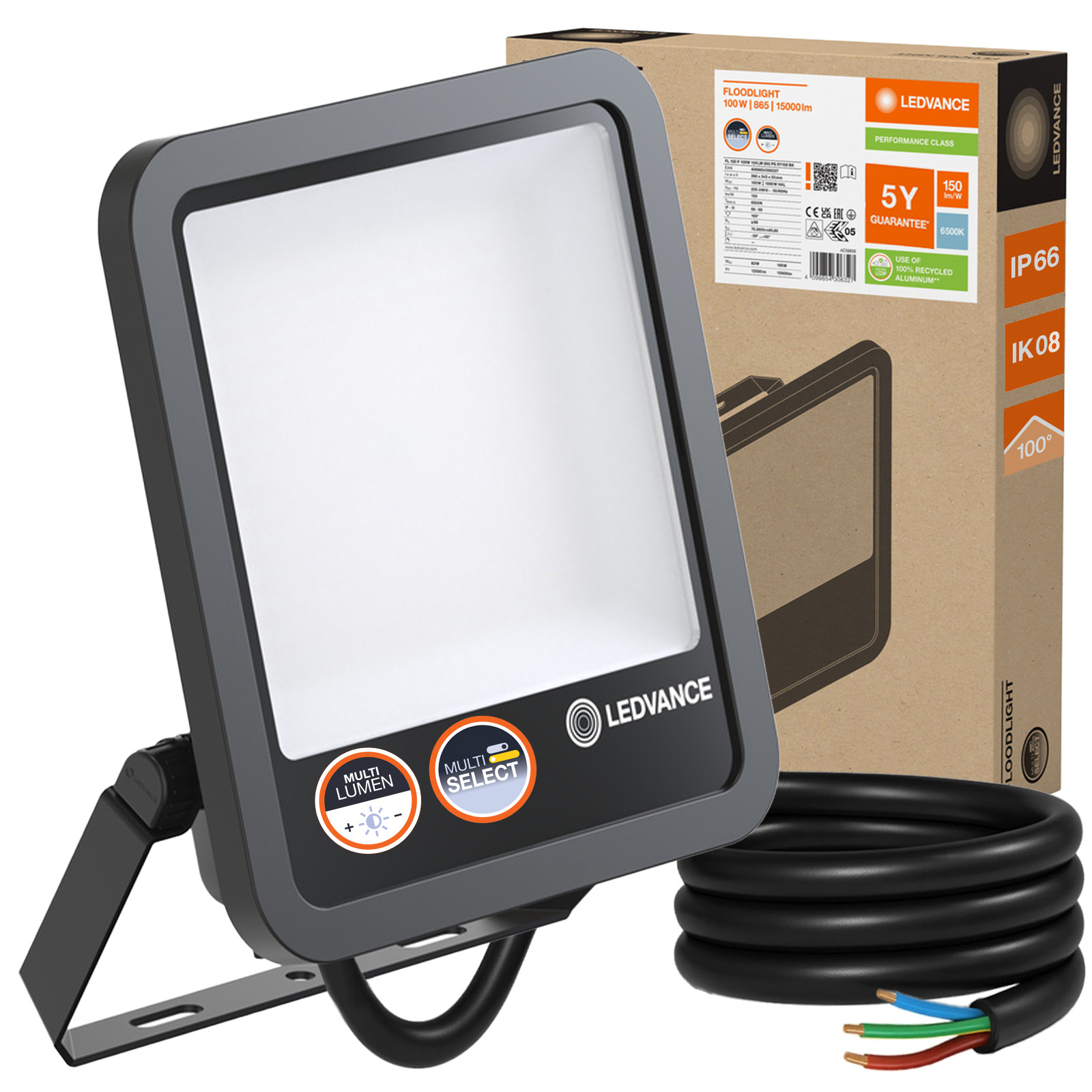 Led reflektor Lampa 100W 6500K Vodotesný vonkajší Ledvance Floodlight