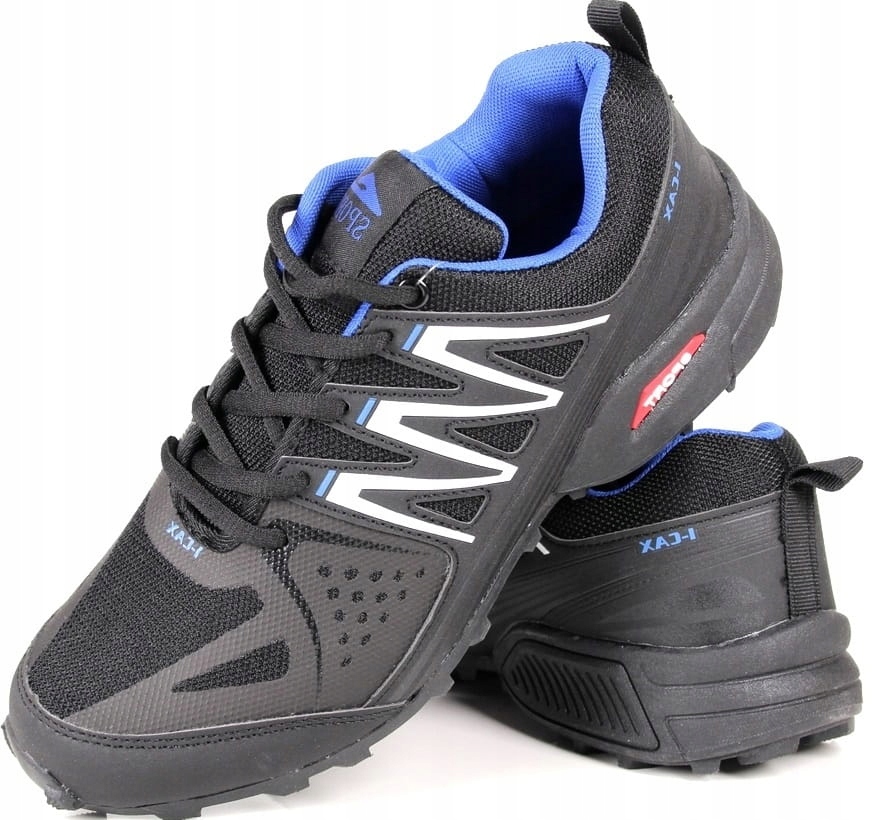 Pánské Sportovní Polobotky Šněrovací Trekové Černo Modré Pohodlné