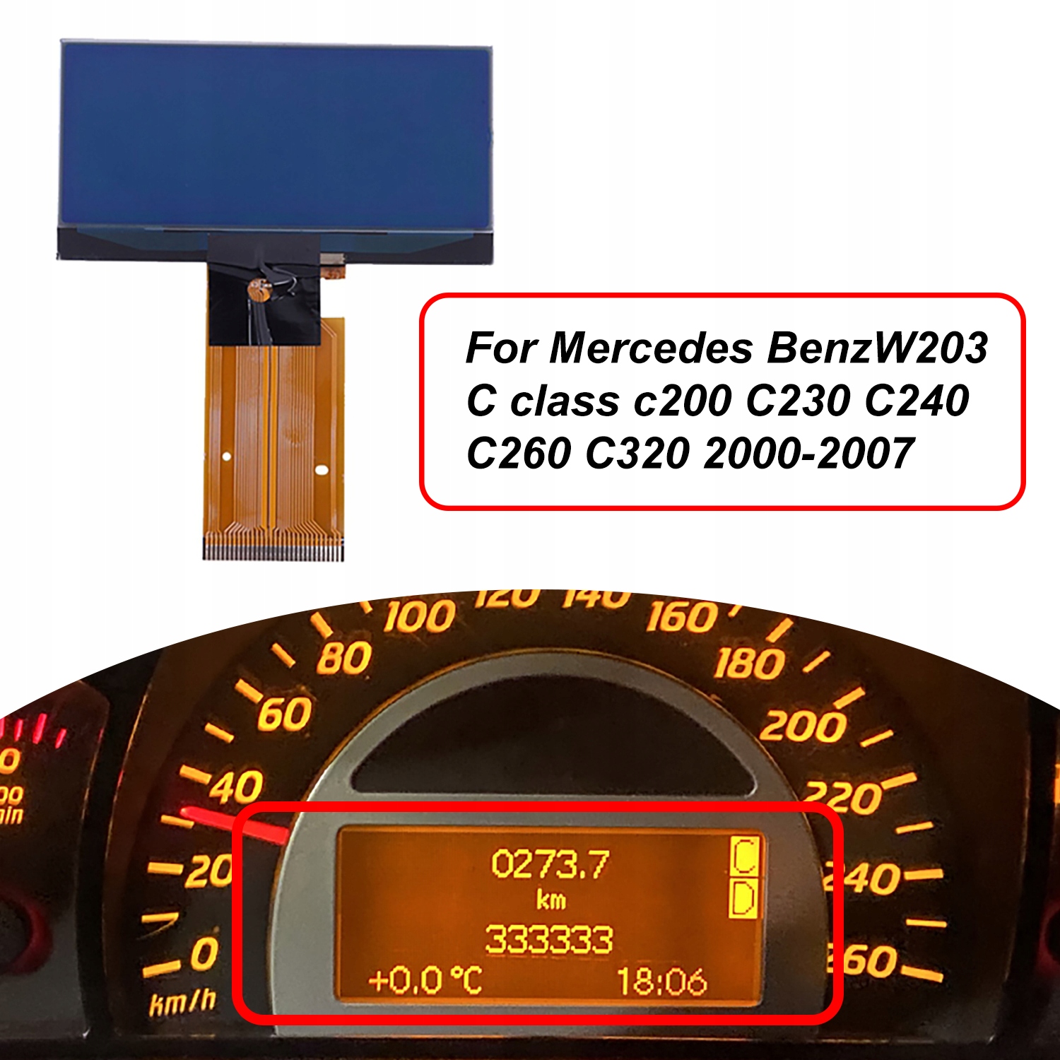 1-częściowy wyświetlacz LCD deski rozdzielczej dla Mercedes Benz W203 jhj