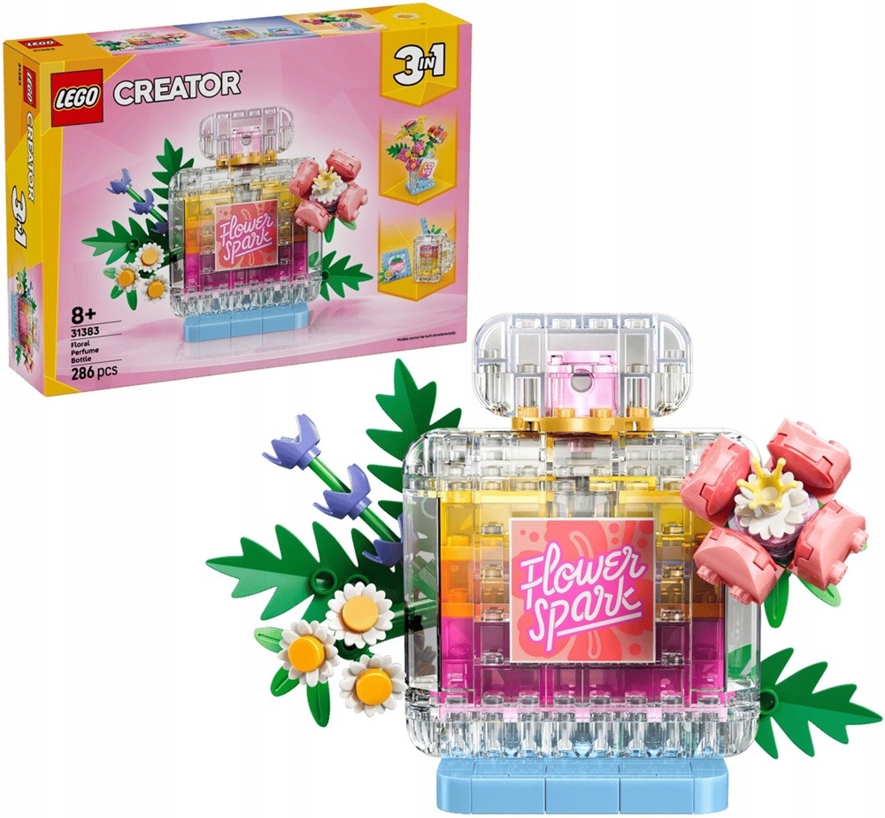 286 dílků stavebnice Lego 3v1 Flakon parfému s květinovou ozdobou 31383