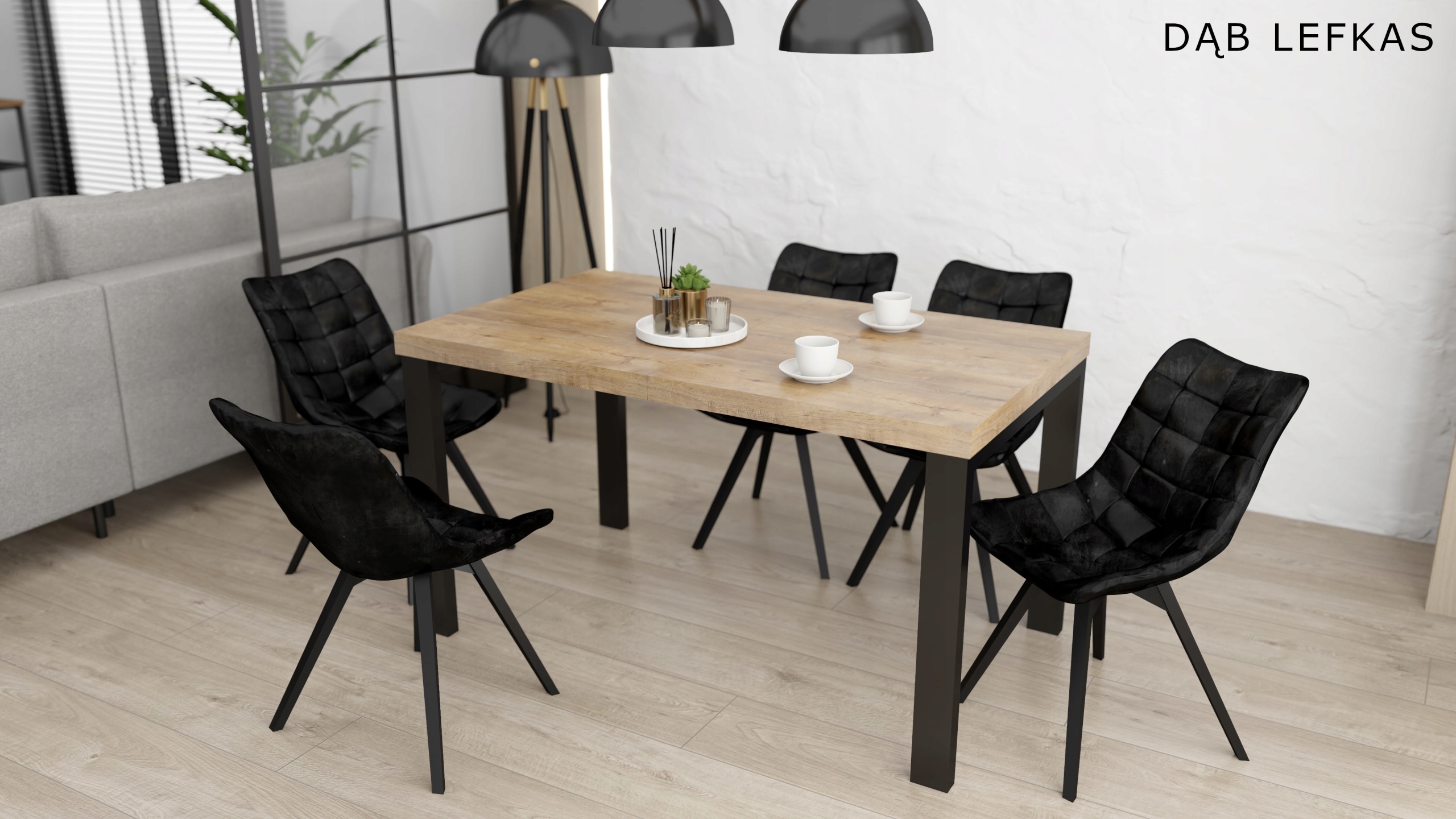 Stół Prostokątny LOFT METALOWE NOGI 140x80x240 cm rozkładany na 10-12 osób! Kolor mebla dąb lancelot