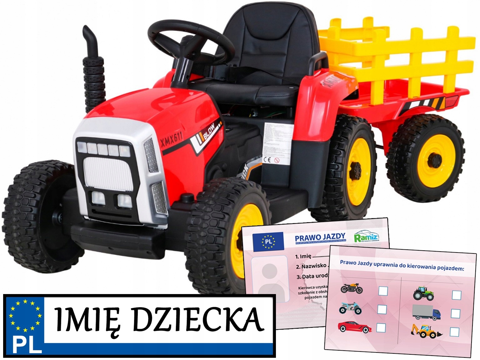 Blow traktor z przyczepą dla dzieci pilot dla rodzica Elektryczny Ciągnik