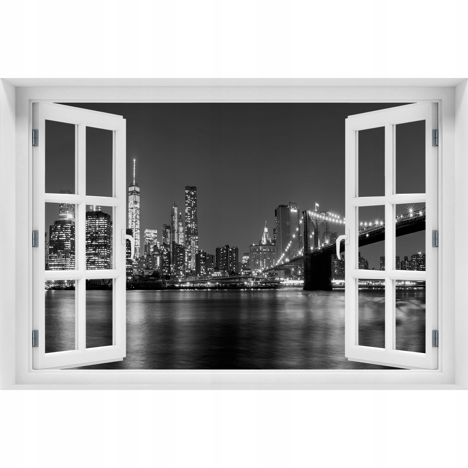 

Fotoobraz Naklejka ścienna 3D Okno Manhattan nocą