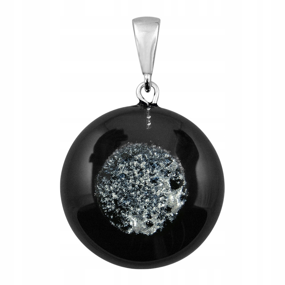 Dámský přívěsek Harf černý sklo murano kroužek