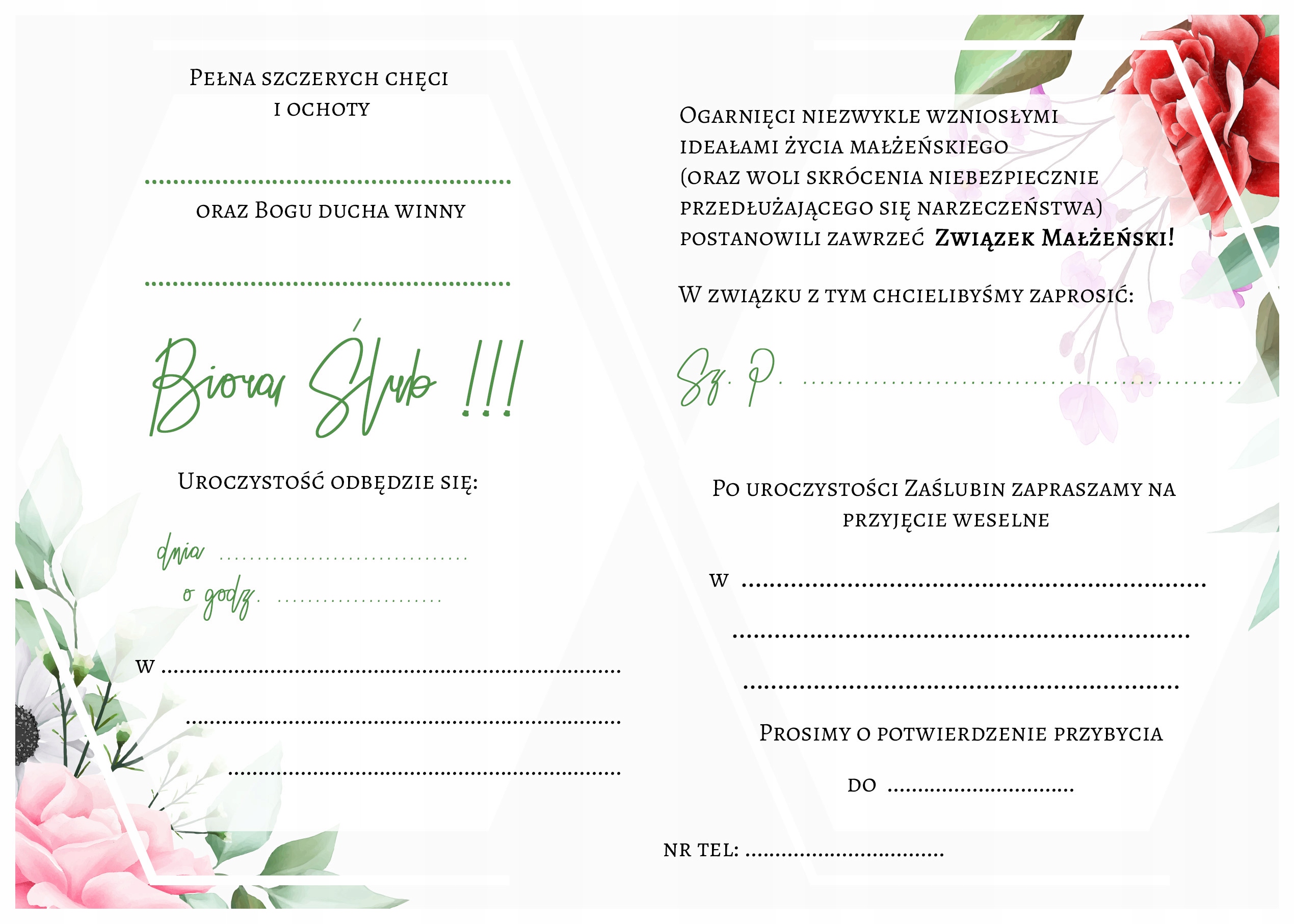 ZAPROSZENIE ŚLUBNE NA WESELE Flowers Dream Kolor dominujący wielokolorowy
