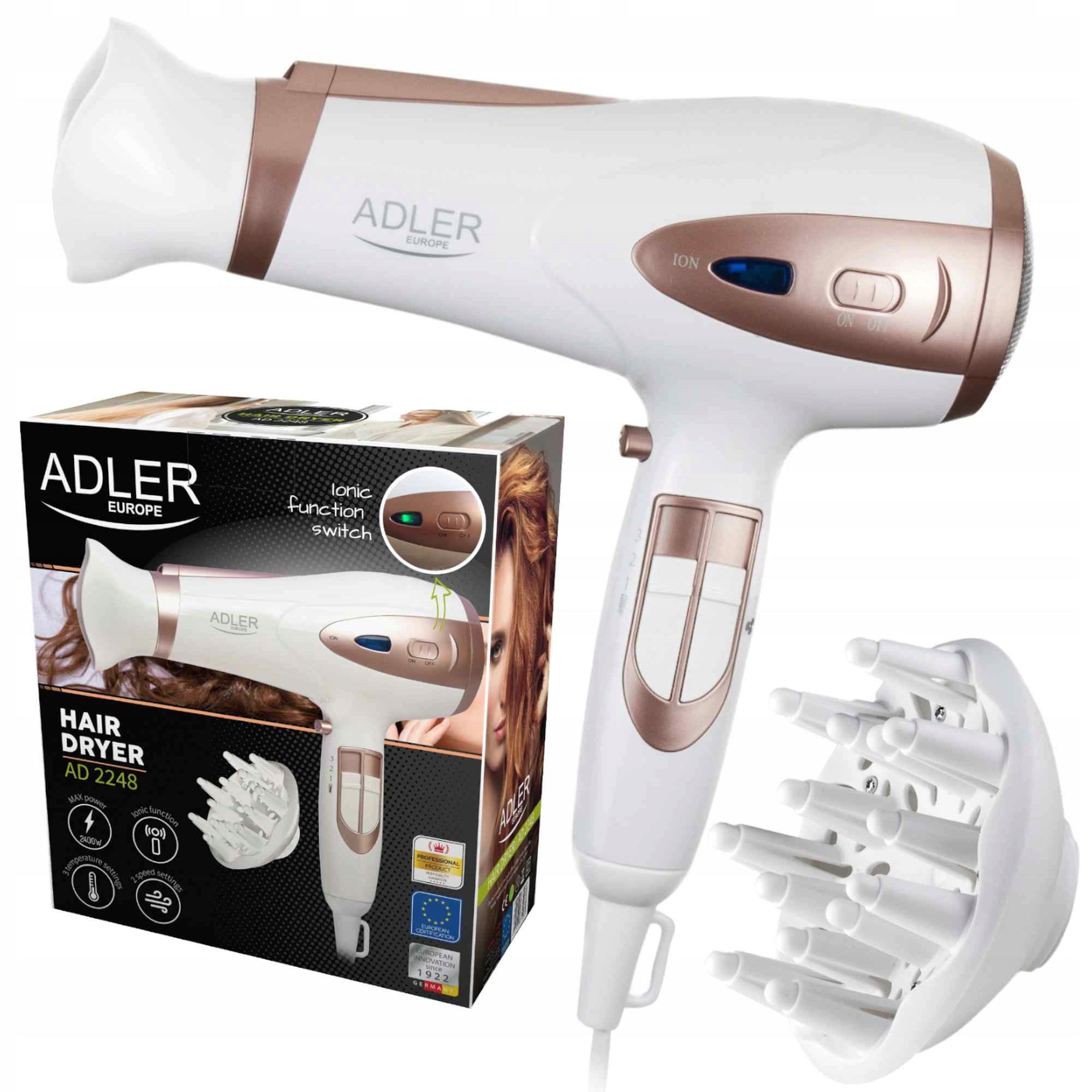 Mocna Suszarka Do Włosów Jonizacja Dyfuzor Filtr Zimny Nadmuch Moc 2400 W Moc 2400 W