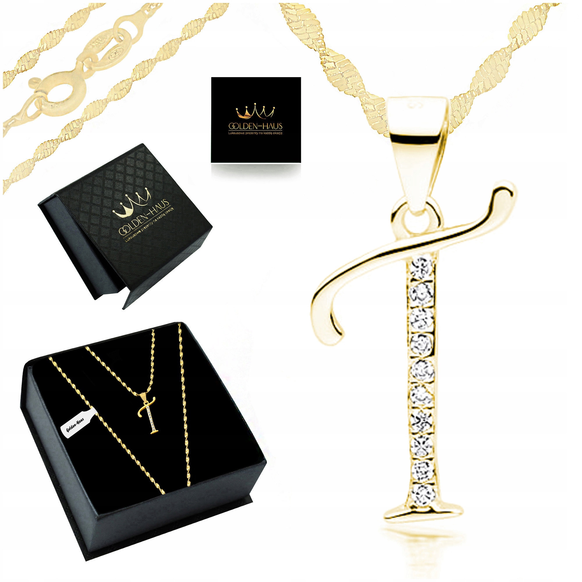 Zlatý Řetízek Dámský Přívěsek Písmenko T 925/585 Krásný Lesklý Náhrdelník