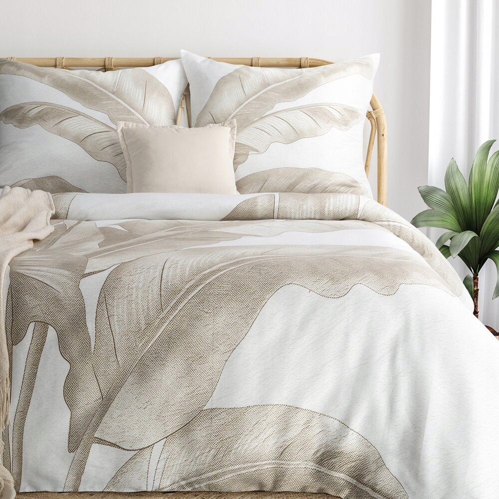 Povlečení Spring 160x200 Eurofirany tmavě béžové, světle krémové listy