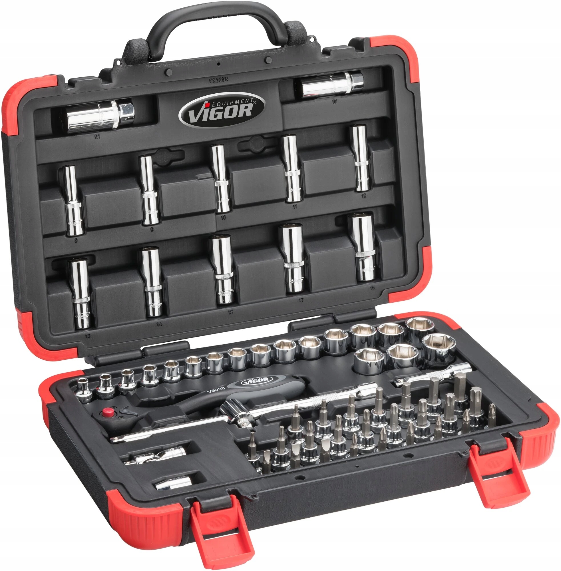 Vigor V2305N, Súprava nástrčných kľúčov 3/8" (10 mm) 61dielna