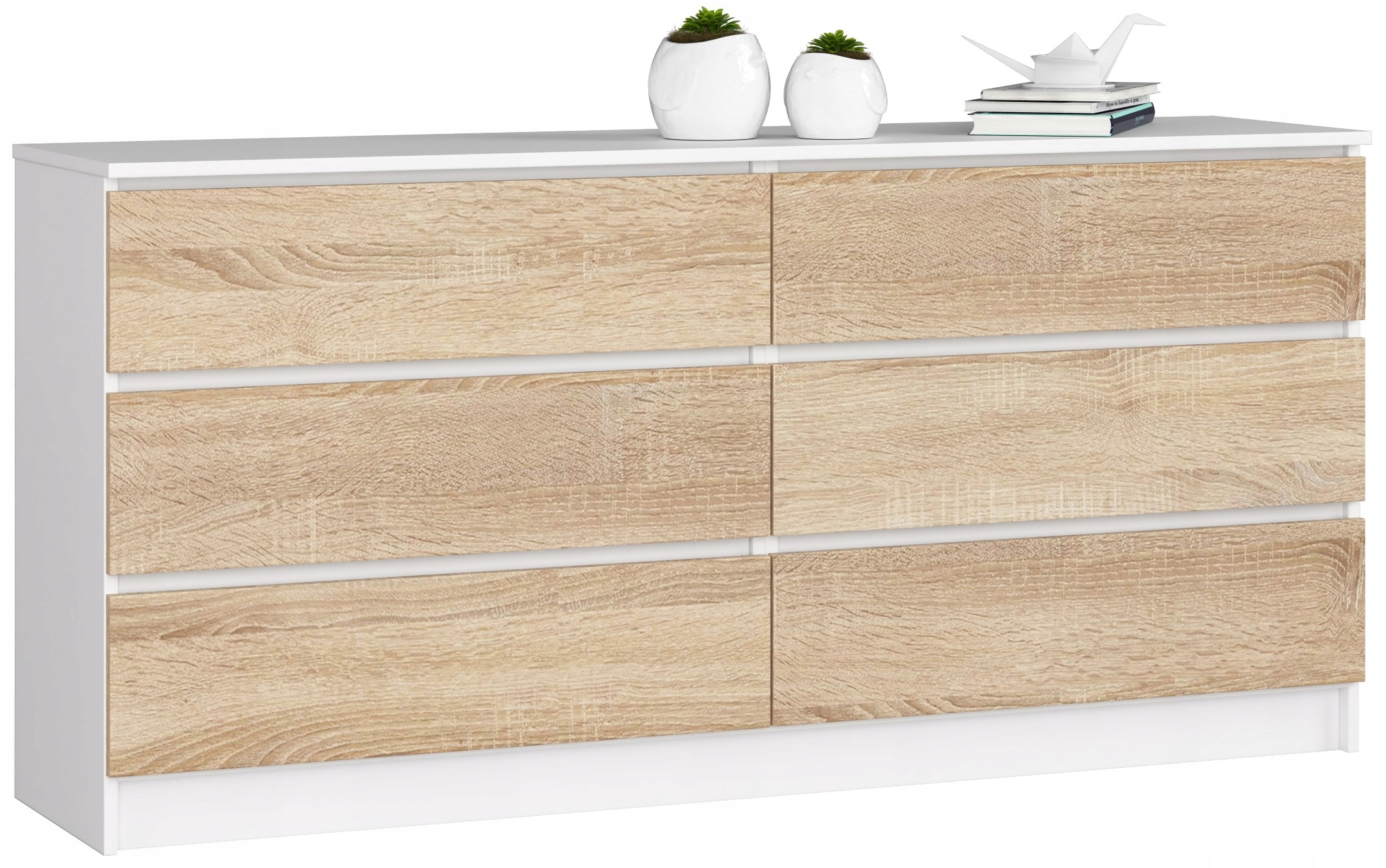 Komoda K160 6SZ Clp Pk Biela Sonoma Akd