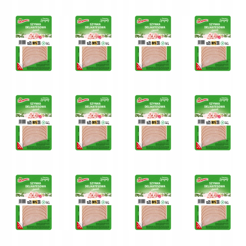 Lahůdková šunka s kuřaty, plátky 100 g, Drobimex X12