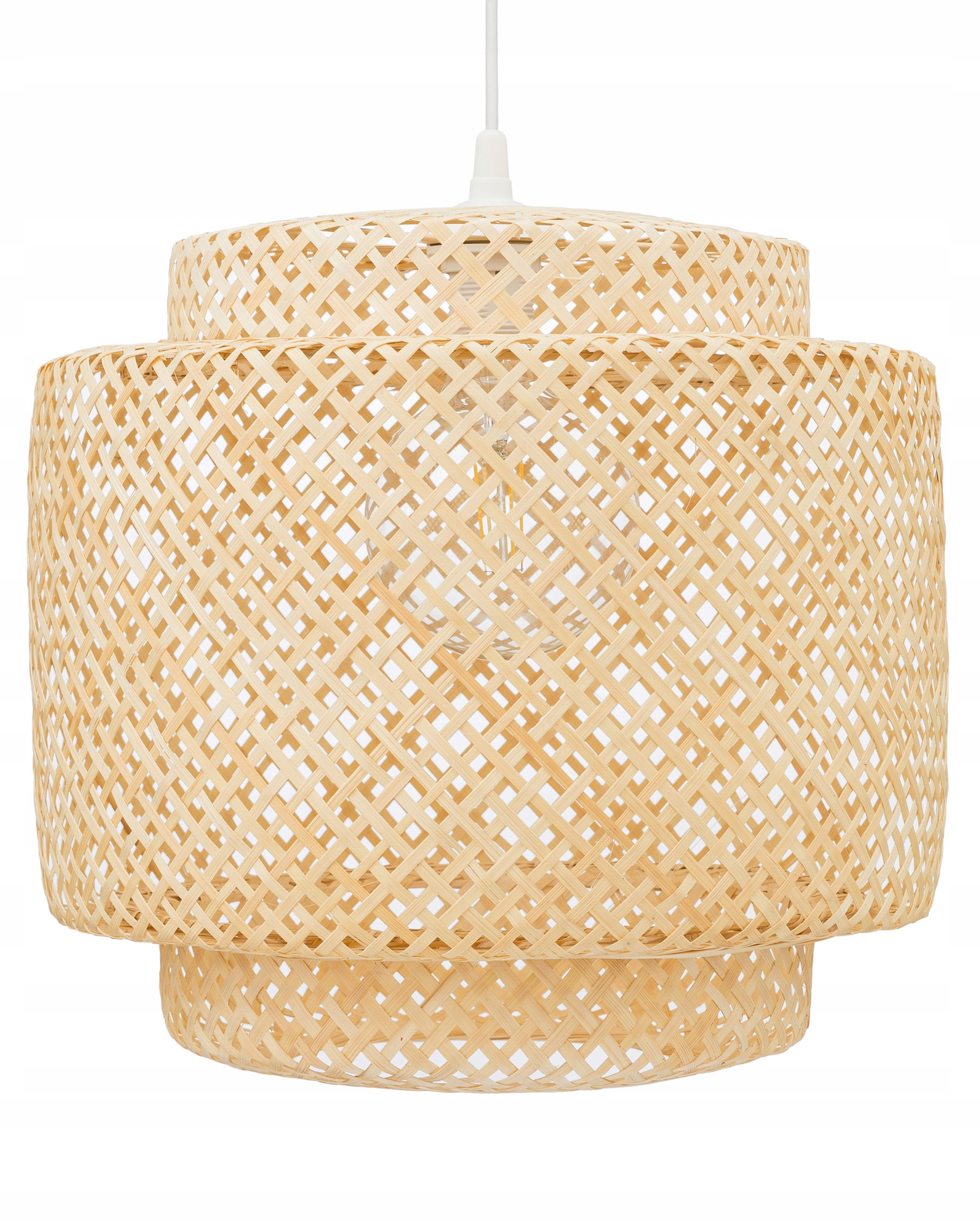 Lampa wisząca Boho bambusowa 38cm TH06 biała zawieś