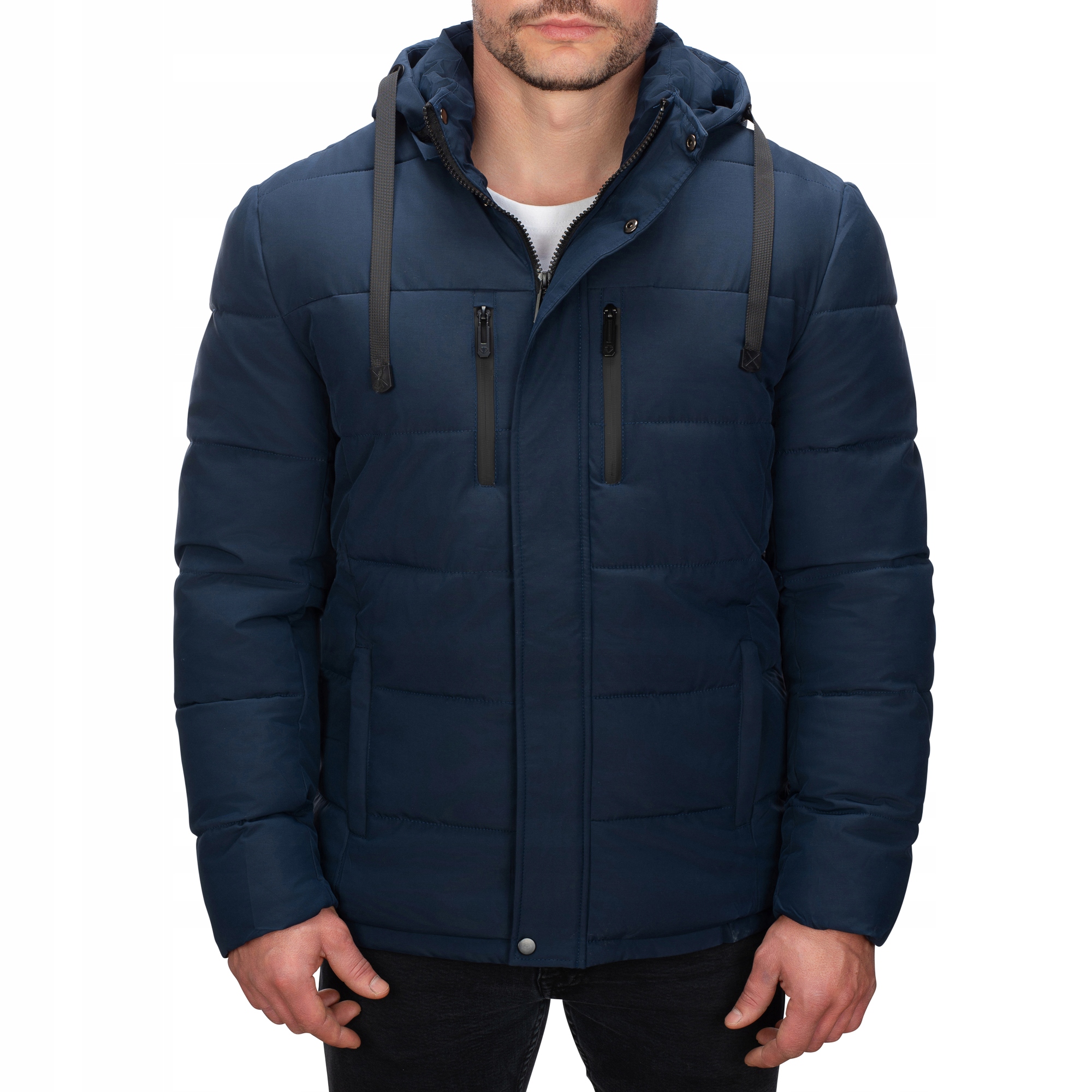 M5027-215 vel. M /50 Klasická Zimní Prošívaná Bunda S Kapucí , Zateplená