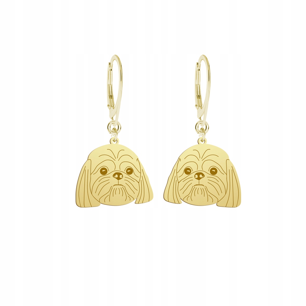Náušnice Zlaté se psem Shih Tzu 925 Dárek Šperky Žena Gravírování Bonus