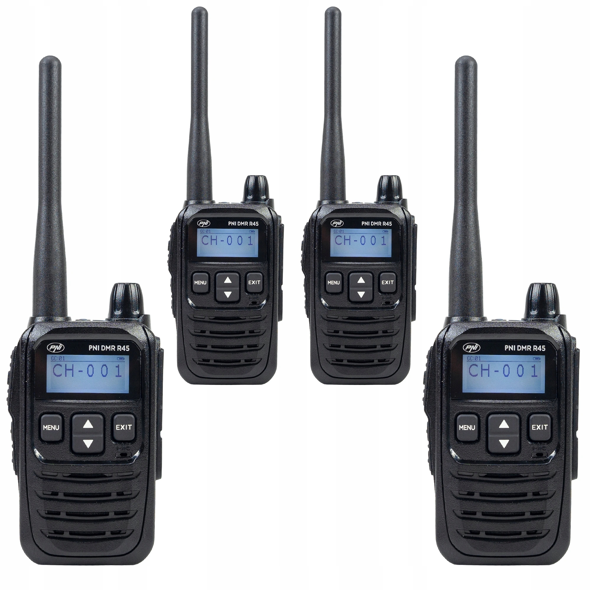 Súprava 4 prenosných rádiových staníc Pni Dmr R45, digitálne a analógové, 4