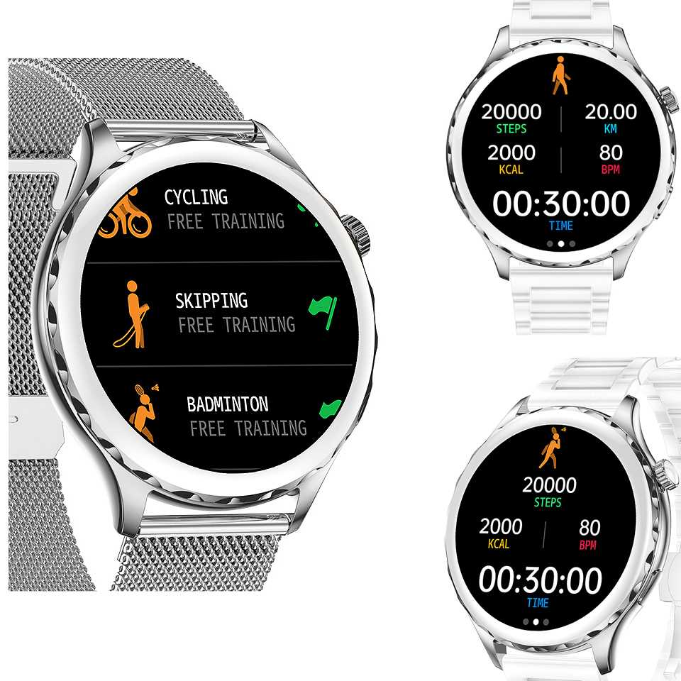 SMARTWATCH ZEGAREK DAMSKI KCAL CIŚNIENIE ROZMOWY BLUETOOTH CALL 360X360 Materiał koperty stal