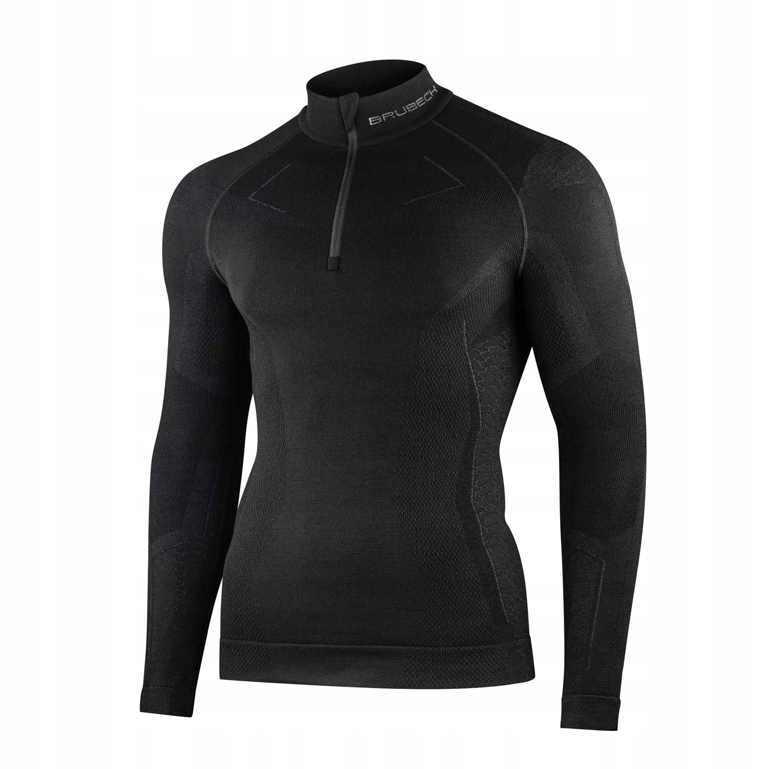 Bluza termoaktywna męska Brubeck Extreme Merino z krótkim zamkiem czarna M