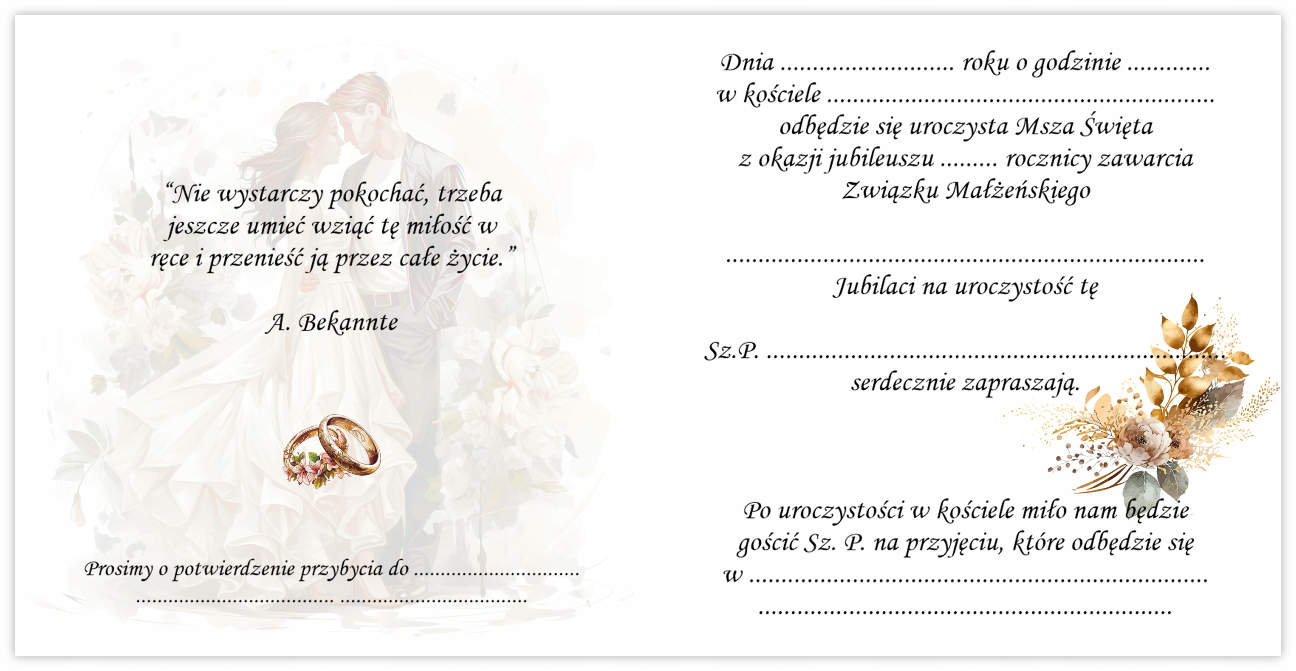 ZAPROSZENIA NA 50 ROCZNICĘ ŚLUBU ZŁOTE GODY ROCZNICA RUSTYKALNE SERCE BOHO Marka inny