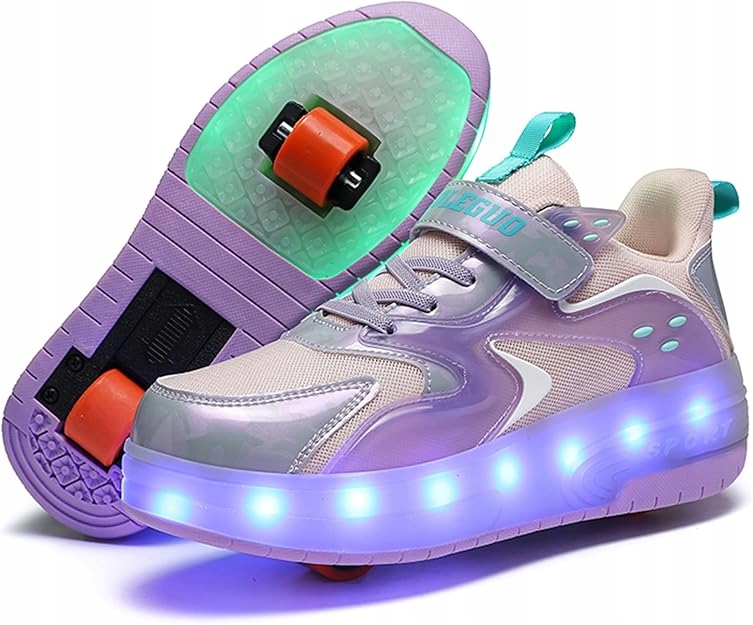 PODŚWIETLANE ROLKI Z DIODAMI LED I CHOWANYMI KÓŁKAMI TRAMPKI ROZMIAR 37