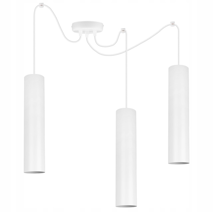 Lampa typu pavúk s predĺženými tienidlami vyžarujúcimi svetlo smerom nadol Tuba biela