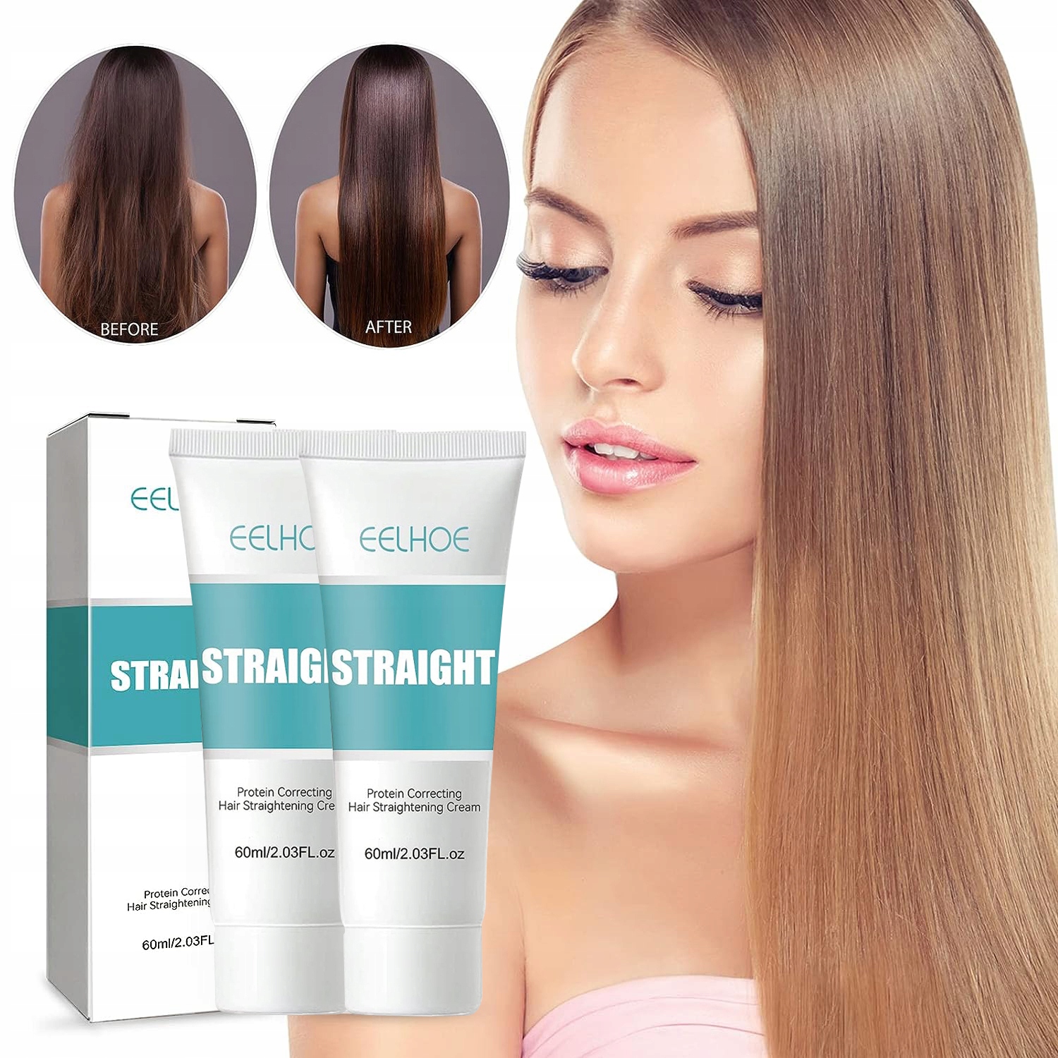 Proteinowy Krem Prostujący Włosy Korygujący 60ml x 2szt