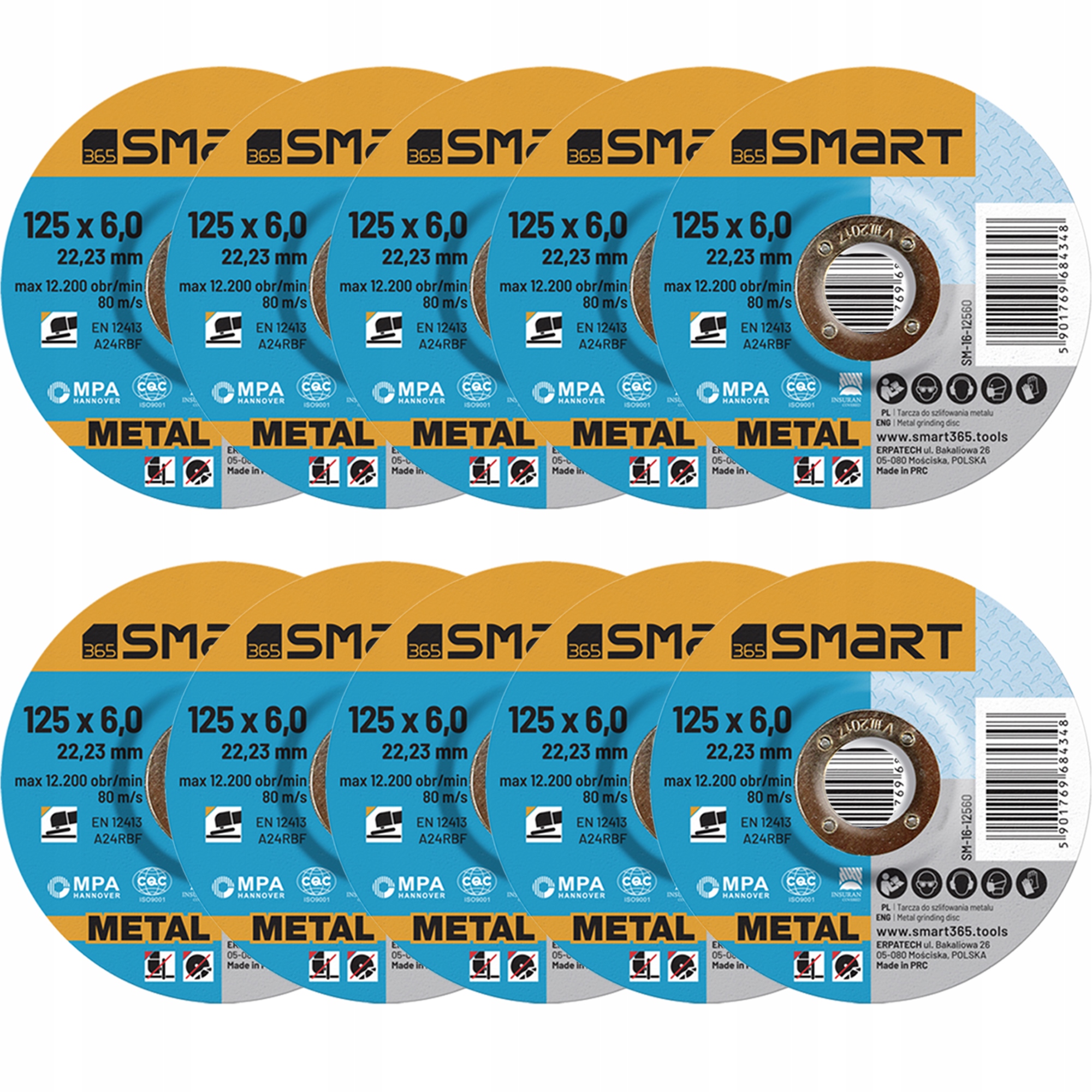 

SMART365 Tarcze Do Szlif. Metalu 125x6,0mm 10 Szt