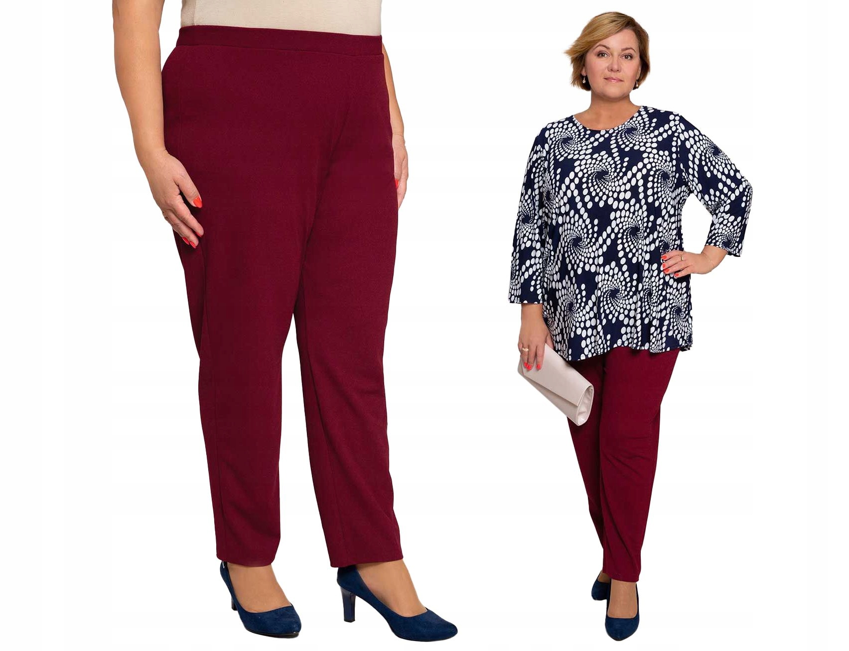 Wizytowe spodnie w kolorze bordowym 50