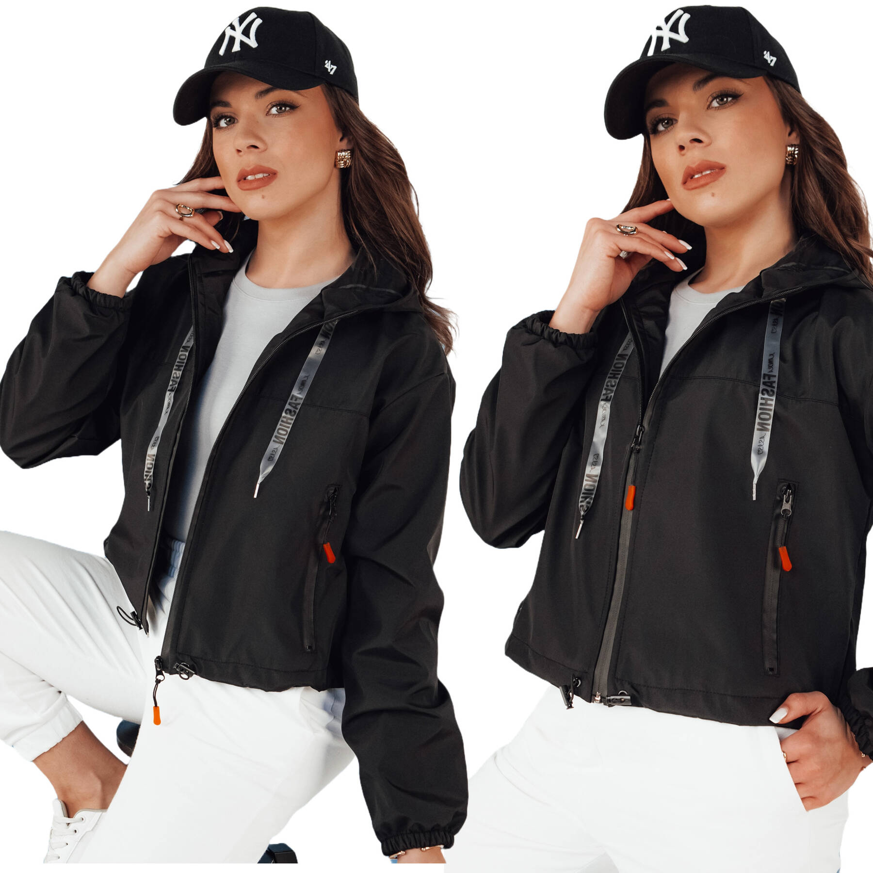 Krótka Damsak Kurtka Przejściowa Z Kapturem Czarna ty4334 M