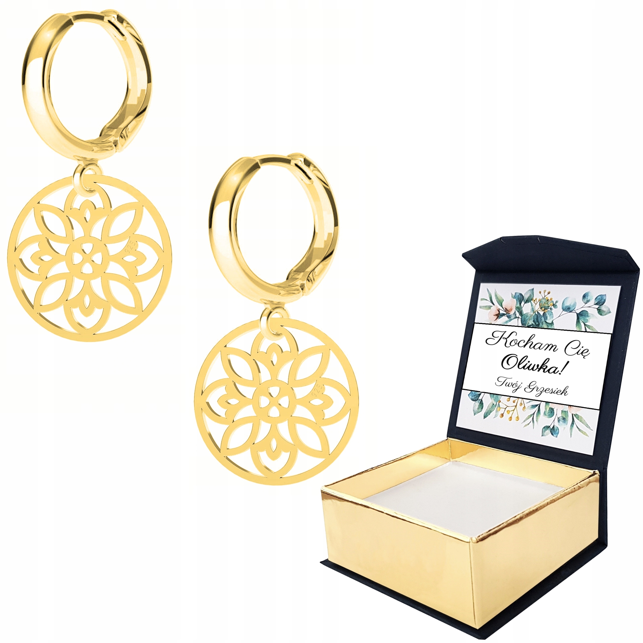 Náušnice zlaté Prolamovaný Květ Květina Vlastní Potisk