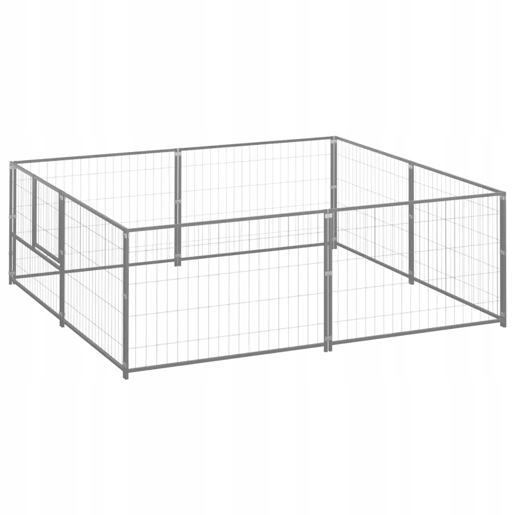 Kotec pro psy ocelová 200 x 200 x 70 cm, stříbrná